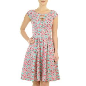 Flamingo Print Bow Eshakti Dress